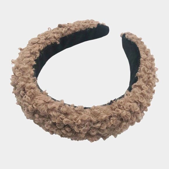 Brown Solid Teddy Bear Fur Headband - Picture 1 of 5